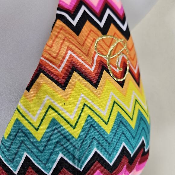 Coogi Beach Coverup Dress Womens S Chevron Colorful Y2K Mini Halter Padded Bra - Picture 7 of 16